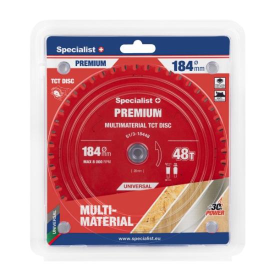 Prekės „Pjovimo diskas 184x48Tx20/16mm, Multimaterial PREMIUM, SPECIALIST+“ paveikslėlis