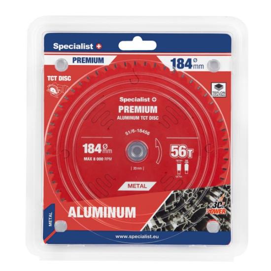 Prekės „Pjovimo diskas 184x56Tx20/16mm, Aluminium PREMIUM, SPECIALIST+“ paveikslėlis