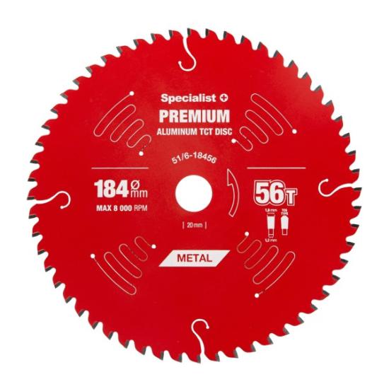 Prekės „Pjovimo diskas 184x56Tx20/16mm, Aluminium PREMIUM, SPECIALIST+“ paveikslėlis
