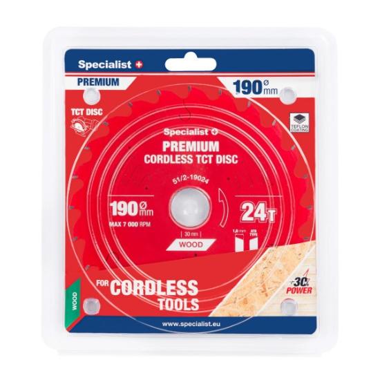Prekės „Pjovimo diskas 190x24Tx30mm, Cordless PREMIUM, SPECIALIST+“ paveikslėlis