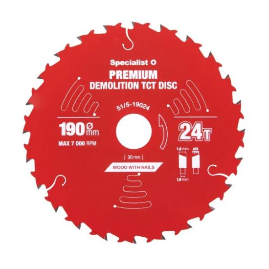 Prekės „Pjovimo diskas 190x24Tx30mm, Demolition PREMIUM, SPECIALIST+“ paveikslėlis