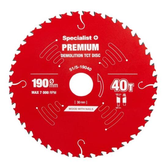 Prekės „Pjovimo diskas 190x40Tx30mm, Demolition PREMIUM, SPECIALIST+“ paveikslėlis