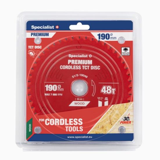 Prekės „Pjovimo diskas 190x48Tx30mm, Cordless PREMIUM, SPECIALIST+“ paveikslėlis