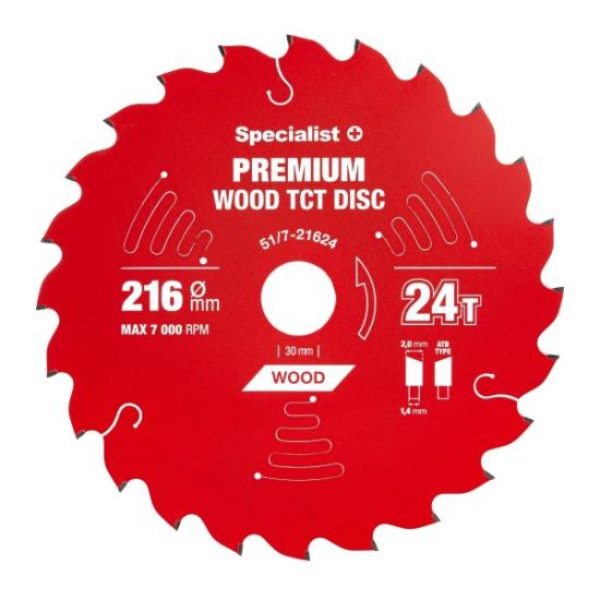 Prekės „Pjovimo diskas 216x24Tx30mm, Wood PREMIUM, SPECIALIST+“ paveikslėlis