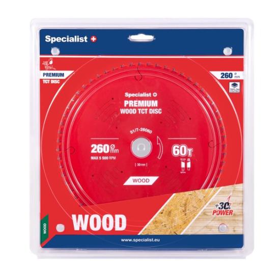 Prekės „Pjovimo diskas 260x60Tx30mm, Wood PREMIUM, SPECIALIST+“ paveikslėlis