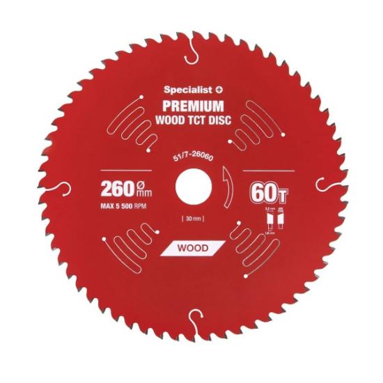Prekės „Pjovimo diskas 260x60Tx30mm, Wood PREMIUM, SPECIALIST+“ paveikslėlis