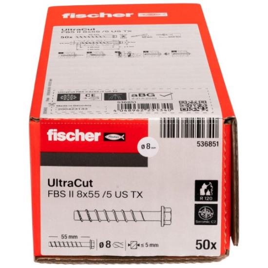 Prekės „Betonsraigtis UltraCut FBS II 8x55 US TX, Fischer 50 vnt.“ paveikslėlis