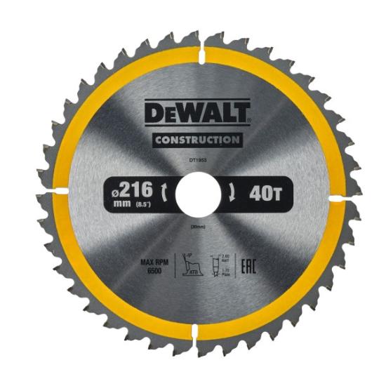 Prekės „Medžio pjovimo diskas 216x30x40T, DeWALT“ paveikslėlis