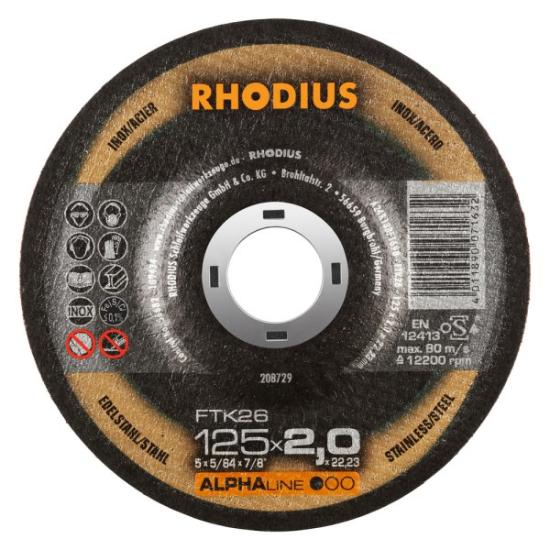 Prekės „Pjovimo diskas FTK26 125x2,0 mm. RHODIUS“ paveikslėlis