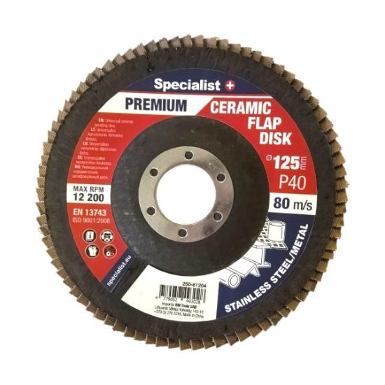 Prekės „Lapelinis šlifavimo diskas 125 mm, P100, Ceramic PREMIUM, SPECIALIST+“ paveikslėlis