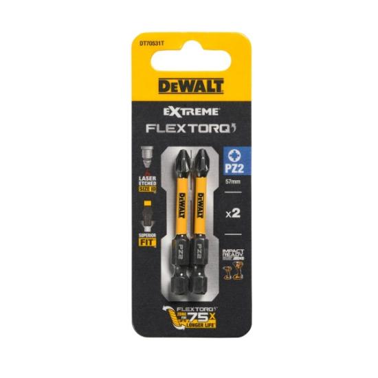 Prekės „Sukimo antgaliukai FLEXTORQ PZ2 57 mm, DeWALT, 2 vnt.“ paveikslėlis