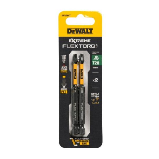 Prekės „Sukimo antgaliukai FLEXTORQ T20 89 mm, DeWALT, 2 vnt.“ paveikslėlis
