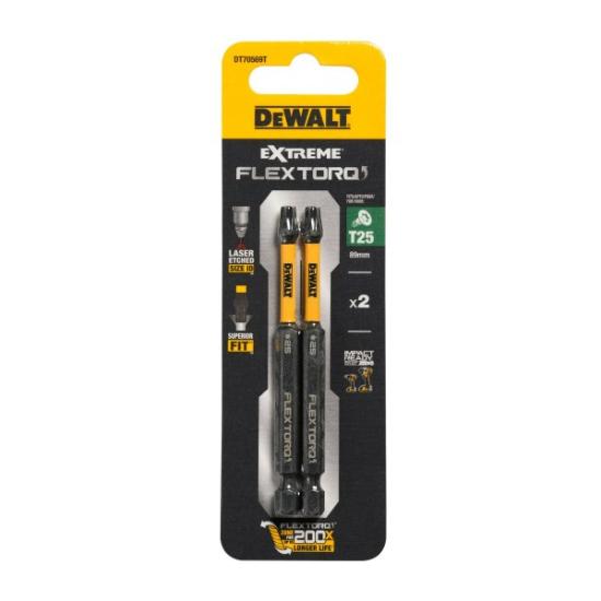 Prekės „Sukimo antgaliukai FLEXTORQ T25 89 mm, DeWALT, 2 vnt.“ paveikslėlis