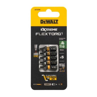 Prekės „Sukimo antgaliukai FLEXTORQ T10 25 mm, DeWALT, 5 vnt.“ paveikslėlis