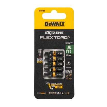 Prekės „Sukimo antgaliukai FLEXTORQ T15 25 mm, DeWALT, 5 vnt.“ paveikslėlis