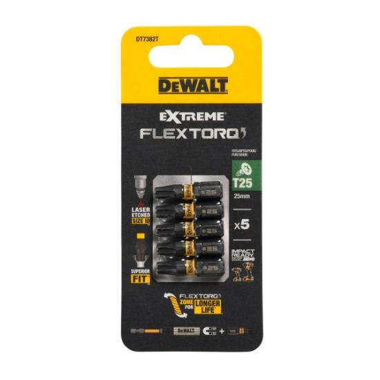 Prekės „Sukimo antgaliukai FLEXTORQ T25 25 mm, DeWALT, 5 vnt.“ paveikslėlis