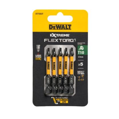 Prekės „Sukimo antgaliukai FLEXTORQ T10 57 mm, DeWALT, 5 vnt.“ paveikslėlis