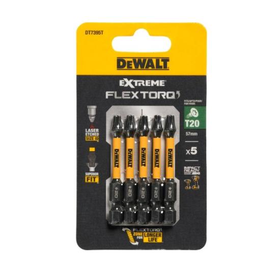 Prekės „Sukimo antgaliukai FLEXTORQ T20 57 mm, DeWALT, 5 vnt.“ paveikslėlis