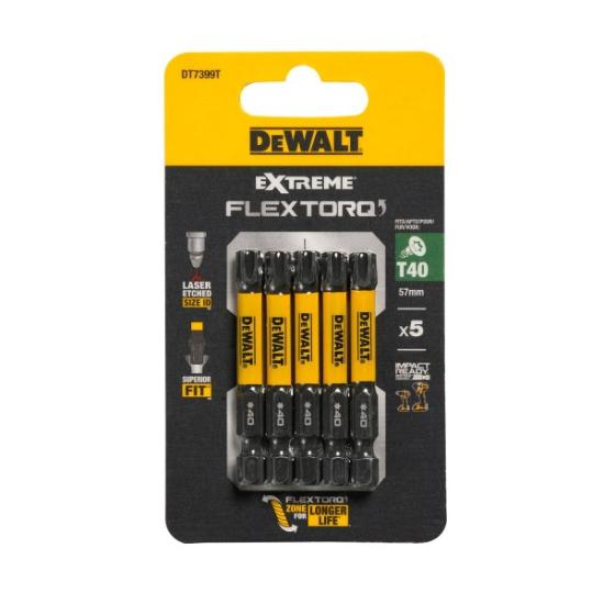 Prekės „Sukimo antgaliukai FLEXTORQ T40 57 mm, DeWALT, 5 vnt.“ paveikslėlis