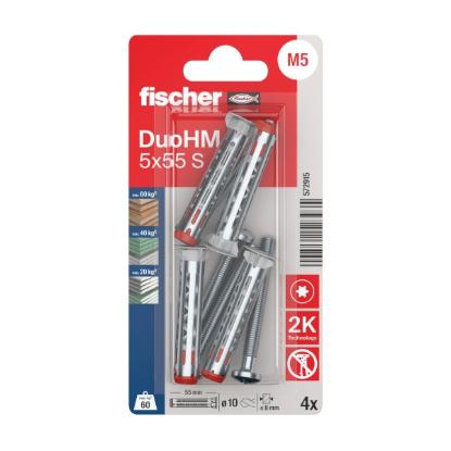 Prekės „Tuščiavidurių konstrukcijų kaištis DuoHM 5x55 S PH TX, Fischer, 4 vnt.“ paveikslėlis