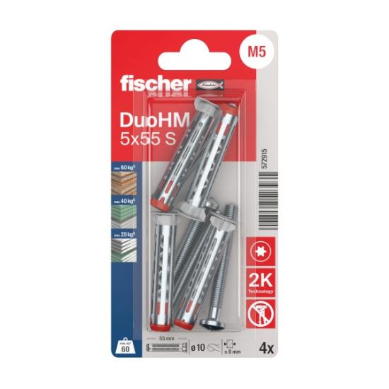 Prekės „Tuščiavidurių konstrukcijų kaištis DuoHM 5x55 S PH TX, Fischer, 4 vnt.“ paveikslėlis