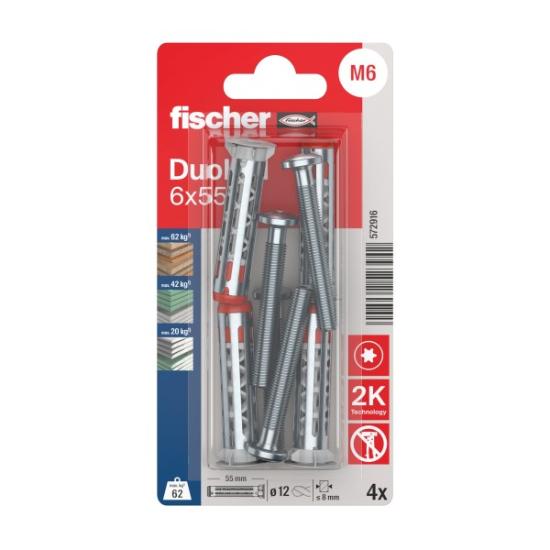 Prekės „Tuščiavidurių konstrukcijų kaištis DuoHM 6x55 S PH TX, Fischer, 4 vnt.“ paveikslėlis