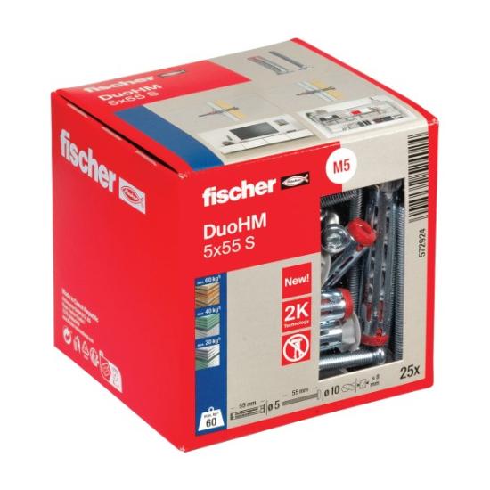 Prekės „Tuščiavidurių konstrukcijų kaištis DuoHM 5x55 S PH TX, Fischer, 25 vnt.“ paveikslėlis