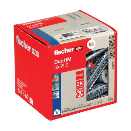 Prekės „Tuščiavidurių konstrukcijų kaištis DuoHM 6x55 S PH TX, Fischer, 25 vnt.“ paveikslėlis