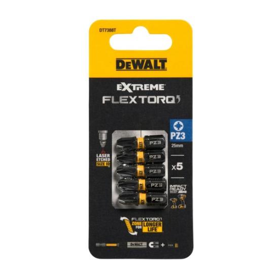 Prekės „Sukimo antgaliukai FLEXTORQ PZ3, 25 mm, DeWALT, 5 vnt.“ paveikslėlis