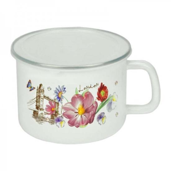 Prekės „Puodukas emal. su plast. dangteliu 1.4L 14cm s/p“ paveikslėlis