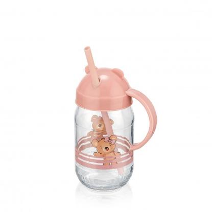 Prekės „Puodukas stikl. 370ml s/d ir šiaudeliu TEDDY C-374“ paveikslėlis