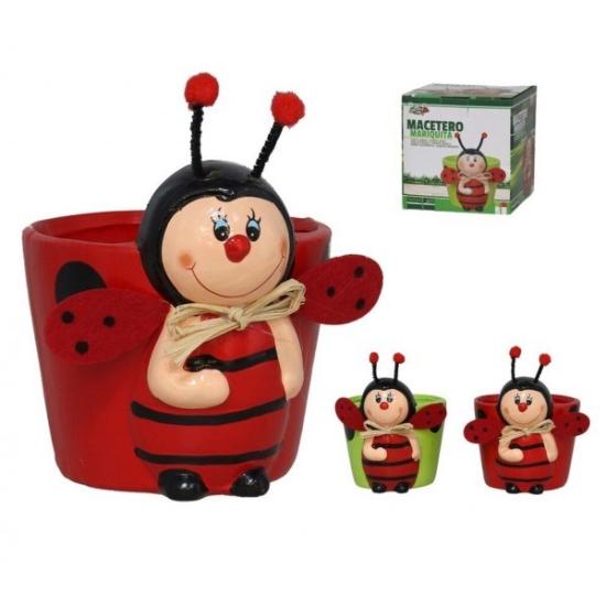Prekės „Vazonas keramik. 13*11*14cm dekor Boružėlė“ paveikslėlis