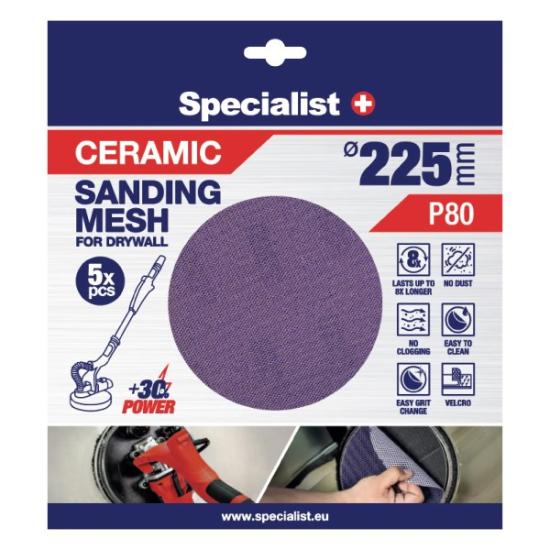 Prekės „Specialist+ keramikinis tinklelis MESH, 225 mm P80, 5 vnt.“ paveikslėlis