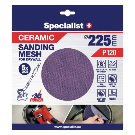 Prekės „Specialist+ keramikinis tinklelis MESH, 225 mm, P120, 5 vnt.“ paveikslėlis