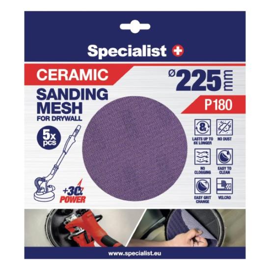 Prekės „Specialist+ keramikinis tinklelis MESH, 225 mm, P180, 5 vnt.“ paveikslėlis