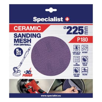 Prekės „Specialist+ keramikinis tinklelis MESH, 225 mm, P180, 5 vnt.“ paveikslėlis