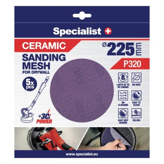 Prekės „Specialist+ keramikinis tinklelis MESH, 225 mm, P320, 5 vnt.“ paveikslėlis