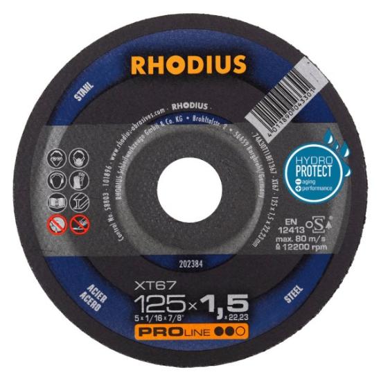Prekės „Pjovimo diskas, XT67, 125x1,5 x22,23 mm, RHODIUS“ paveikslėlis