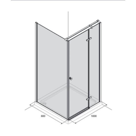 Prekės „Dušo kabina AQUALUX Hinged 100x80, dešininė“ paveikslėlis