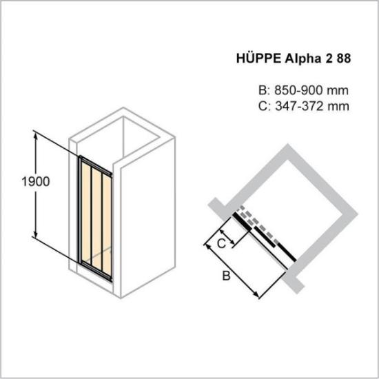 Prekės „Dušo durys HÜPPE Alpha 2 88x190“ paveikslėlis