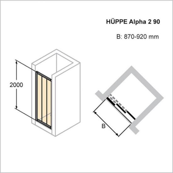 Prekės „Dušo durys HÜPPE Alpha 2 90x200“ paveikslėlis