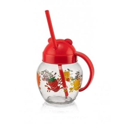 Prekės „Puodukas stikl. 370ml s/d ir šiaudeliu C-373“ paveikslėlis