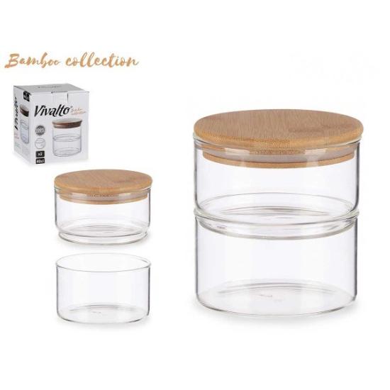 Prekės „Indas biriems produktams stikl. s/d 2*400ml Vivalt“ paveikslėlis