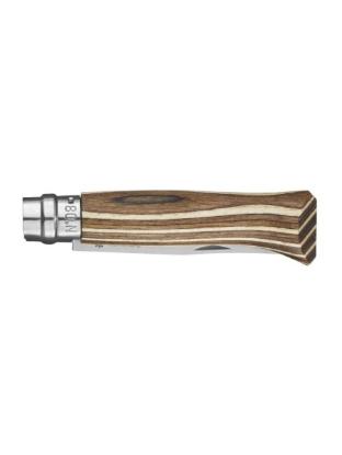 Prekės „Peilis Opinel Nr.8 Laminated Brown nerūdijančio plieno ašmenimis ir ruda beržo rankena“ paveikslėlis