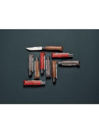 Prekės „Peilis Opinel Nr.8 Laminated Brown nerūdijančio plieno ašmenimis ir ruda beržo rankena“ paveikslėlis