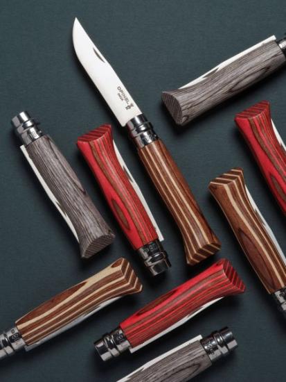 Prekės „Peilis Opinel Nr.8 Laminated Red nerūdijančio plieno ašmenimis ir raudona beržo rankena“ paveikslėlis