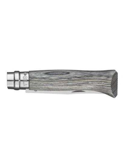 Prekės „Peilis Opinel Nr.8 Laminated Grey nerūdijančio plieno ašmenimis ir pilka beržo rankena“ paveikslėlis