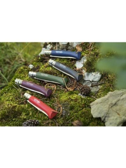 Prekės „Peilis Opinel Trekking Nr.8 nerūdijančio plieno ašmenimis ir tamsiai ruda rankena“ paveikslėlis