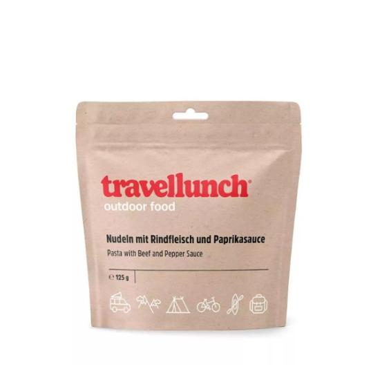 Prekės „Nr.19 Maistas kelionėms Travellunch jautiena su makaronais ir paprika 125 g.“ paveikslėlis
