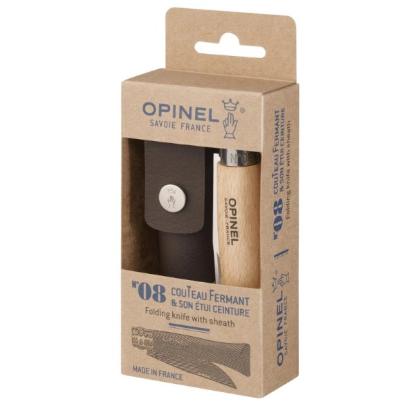 Prekės „Kišeninis peilis su dėklu Opinel Stainless Nr.8 Buko rankena“ paveikslėlis